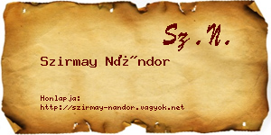Szirmay Nándor névjegykártya