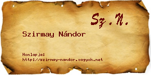 Szirmay Nándor névjegykártya